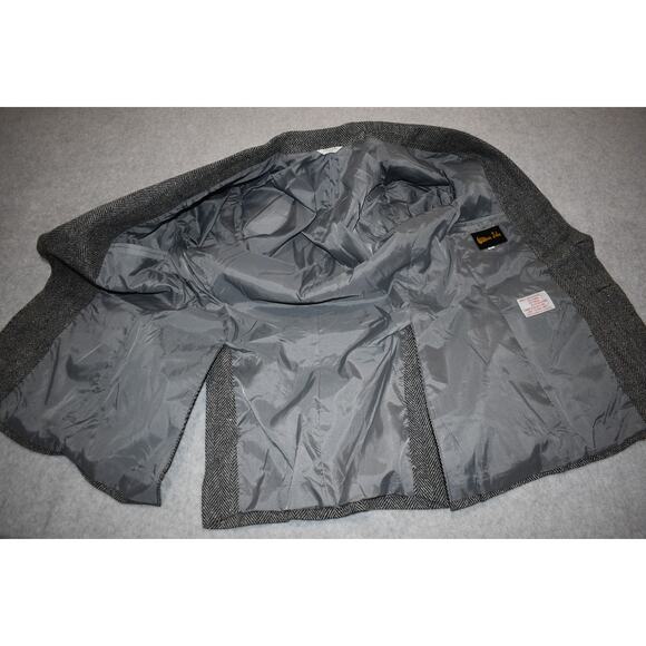 William John Blazer Tweed Style Mens Size 40 Reg Gray Herringbone Linen Wool - Picture 11 of 12